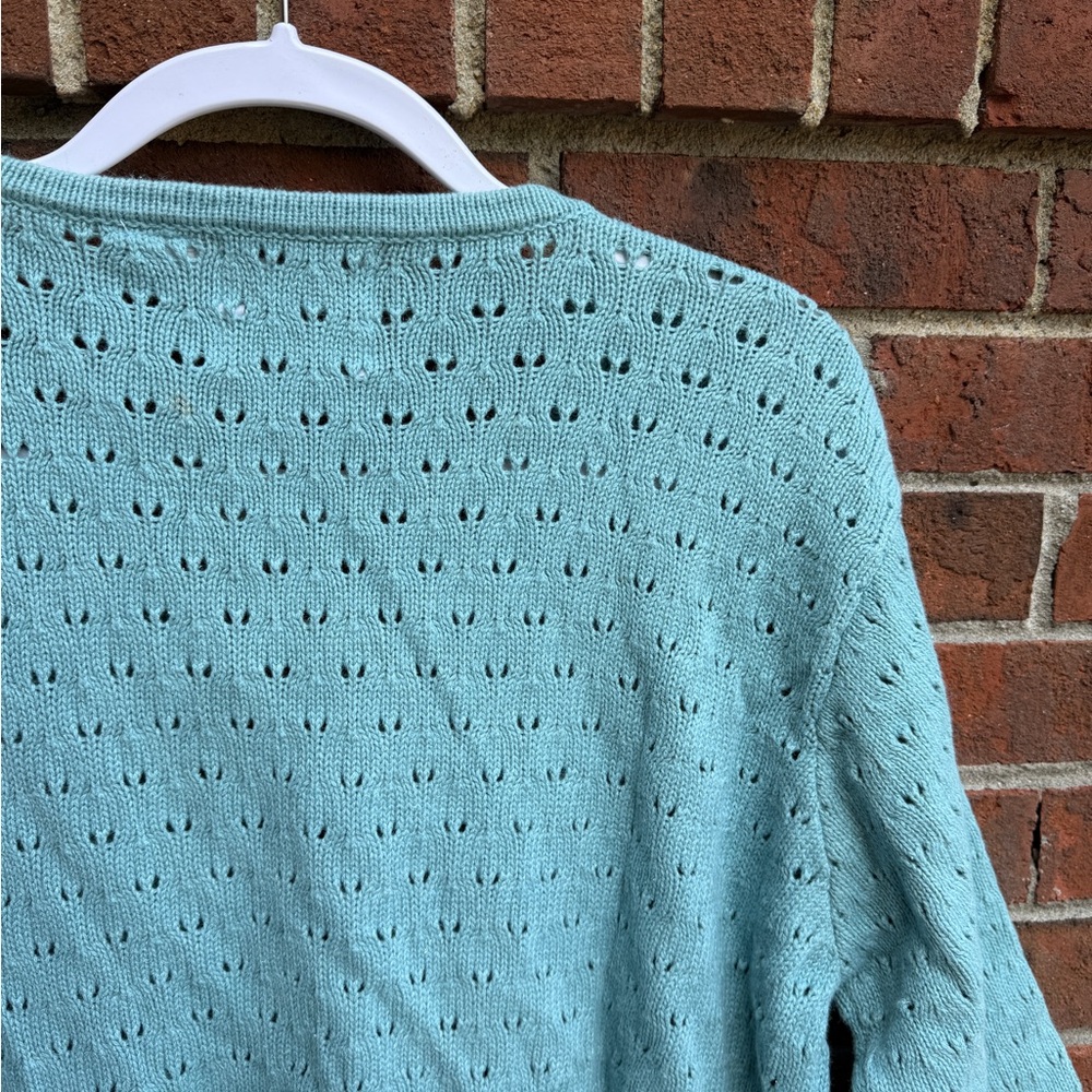Vintage Storybook Knits Button Up Cardigan Sweater Size Large Pearl Necklace - Picture 6 of 7